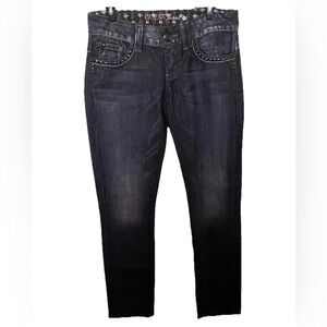 Guess Daredevil Wms Skinny Leg Jean Studded Pkts Front Back Unique Applique Sz28
